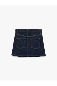 Koton Kız Çocuk Pamuklu A Kesim Cepli Yırtmaç Detaylı Denim Etek