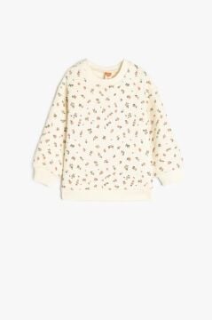 Koton Kız Bebek Çiçek Desenli Pamuklu Uzun Kollu Sweatshirt