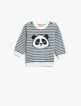 Koton Erkek Çocuk Aplike Detaylı Pamuklu Sweatshirt Bisiklet Yaka