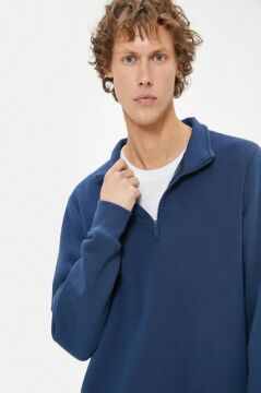 Koton Yarım Fermuarlı Yaka Sweatshirt Uzun Kollu Pamuk Karışımlı