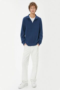 Koton Yarım Fermuarlı Yaka Sweatshirt Uzun Kollu Pamuk Karışımlı