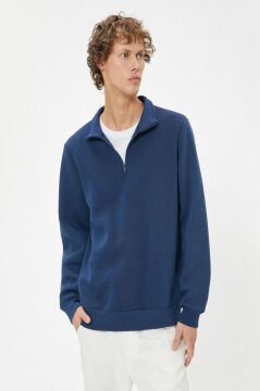 Koton Yarım Fermuarlı Yaka Sweatshirt Uzun Kollu Pamuk Karışımlı