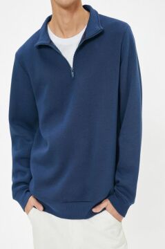 Koton Yarım Fermuarlı Yaka Sweatshirt Uzun Kollu Pamuk Karışımlı