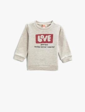 Koton Kız Çocuk Baskılı Sweatshirt Bisiklet Yaka