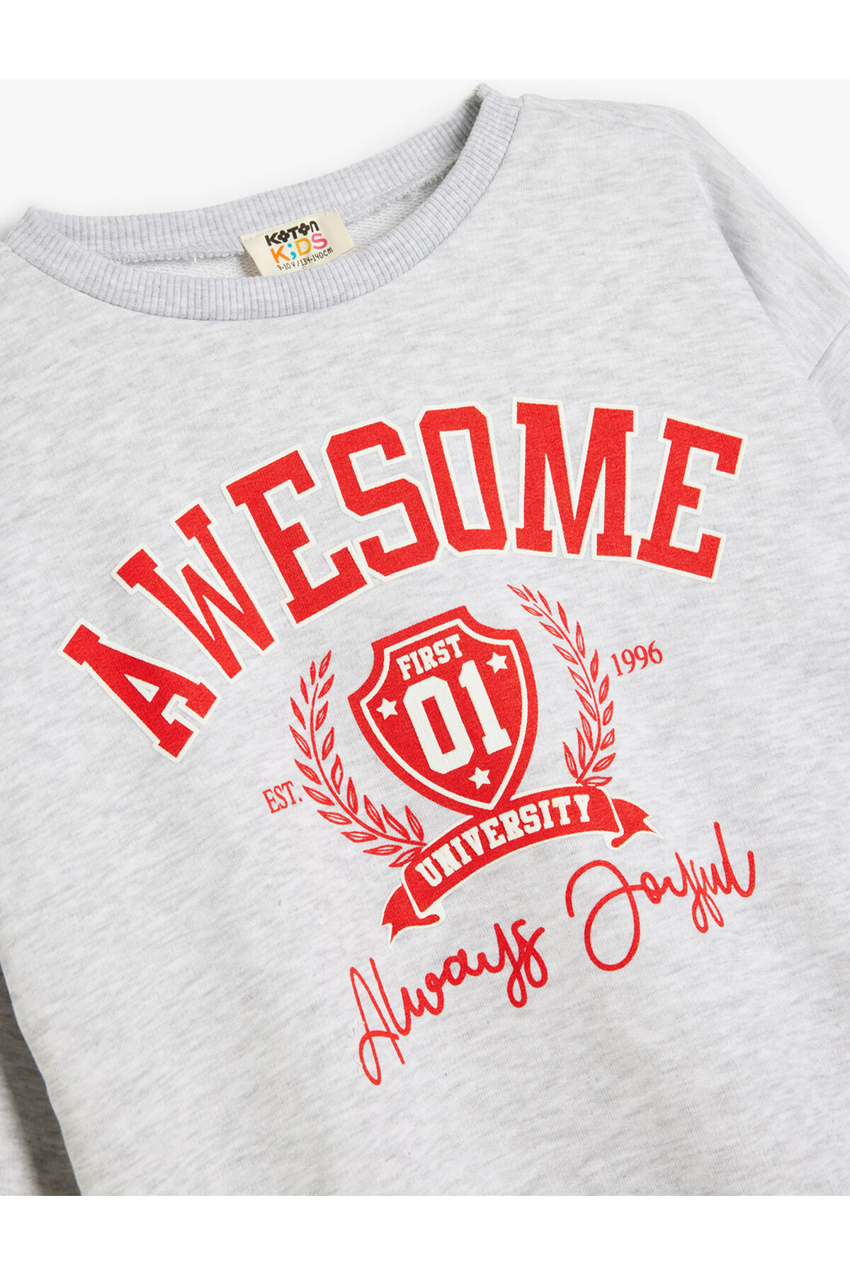Koton Kız Çocuk Slogan Baskılı Bisiklet Yaka Uzun Kollu Oversize Sweatshirt