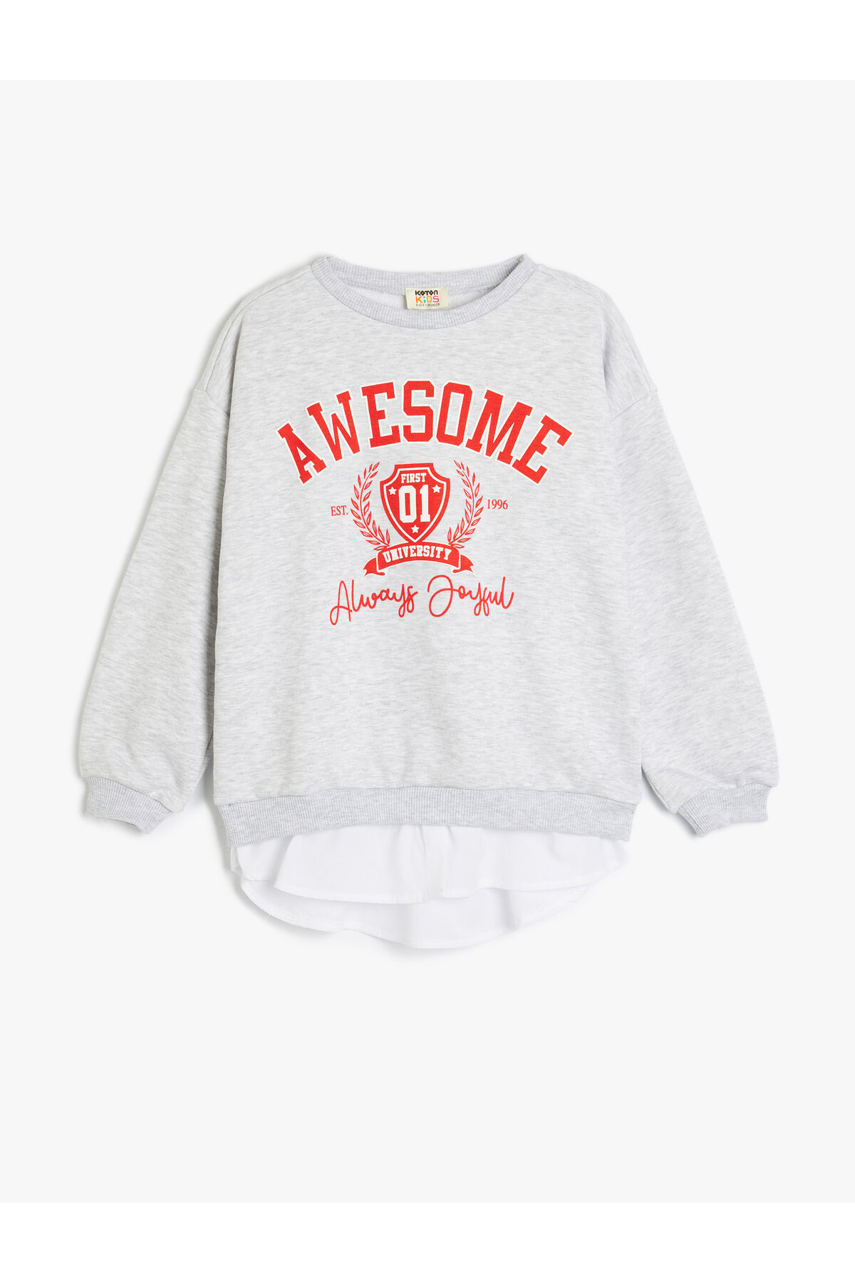 Koton Kız Çocuk Slogan Baskılı Bisiklet Yaka Uzun Kollu Oversize Sweatshirt
