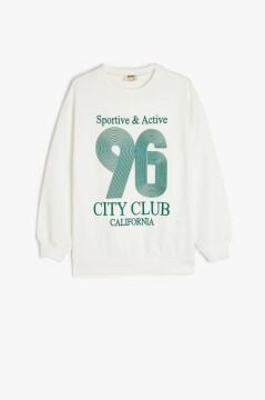 Koton Kız Çocuk Kolej Baskılı Uzun Kollu Bisiklet Yaka Sweatshirt