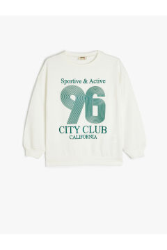 Koton Kız Çocuk Kolej Baskılı Uzun Kollu Bisiklet Yaka Sweatshirt