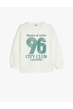 Koton Kız Çocuk Kolej Baskılı Uzun Kollu Bisiklet Yaka Sweatshirt