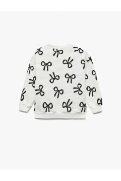 Koton Kız Bebek Fiyonk Baskılı Uzun Kollu Bisiklet Yaka Sweatshirt