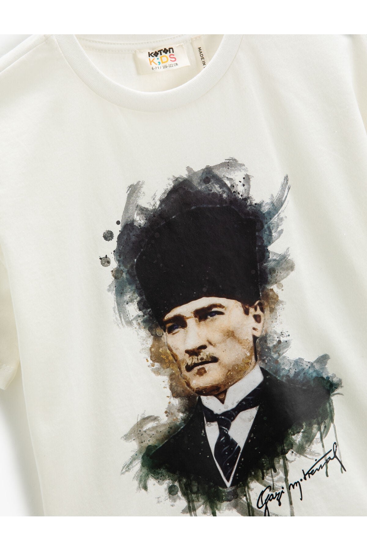 Koton Erkek Çocuk Atatürk Baskılı Tişört Kısa Kollu Bisiklet Yaka Pamuklu