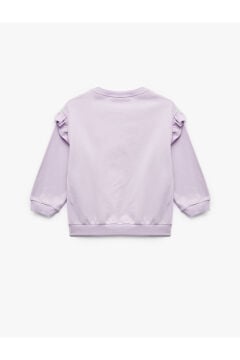 Koton Kız Bebek Şardonlu Uzun Kollu Bisiklet Yaka Tavşan Aplikeli Pamuklu Sweatshirt