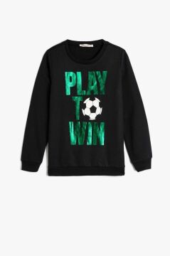 Koton Erkek Çocuk Sweatshirt Uzun Kollu Bisiklet Yaka Futbol Baskılı Şardonlu