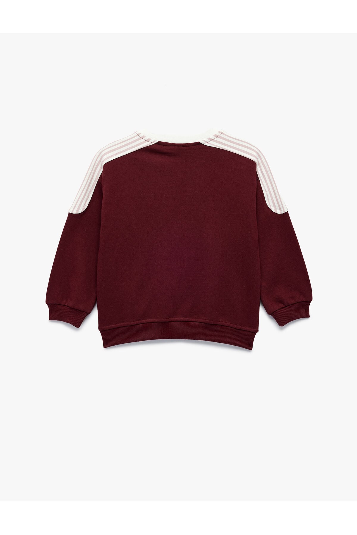 Koton Kız Bebek Şardonlu Pamuklu Uzun Kollu Renk Kontrastlı V Yaka Baskılı Sweatshirt