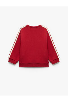 Koton Kız Bebek Uzun Kollu Şardonlu Şerit Detaylı Nakışlı Bisiklet Yaka Sweatshirt