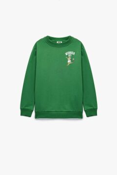 Koton Erkek Çocuk Pamuklu Uzun Kollu Bisiklet Yaka Baskılı Şardonlu Sweatshirt