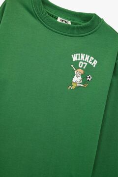 Koton Erkek Çocuk Pamuklu Uzun Kollu Bisiklet Yaka Baskılı Şardonlu Sweatshirt