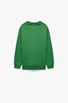 Koton Erkek Çocuk Pamuklu Uzun Kollu Bisiklet Yaka Baskılı Şardonlu Sweatshirt