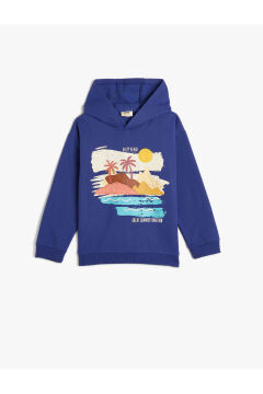 Koton Erkek Çocuk Kapşonlu Sweatshirt Uzun Kollu Tropik Baskılı Şardonlu