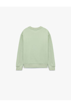 Koton Kız Çocuk Uzun Kollu Bisiklet Yaka Ayıcık Nakışlı Pamuklu Şardonlu Sweatshirt