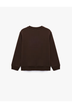 Koton Kız Çocuk Şardonlu Uzun Kollu Bisiklet Yaka Baskılı Sweatshirt