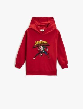 Koton Erkek Çocuk Spider-Man Baskılı Köpüşonlu Sweatshirt Lisanslı