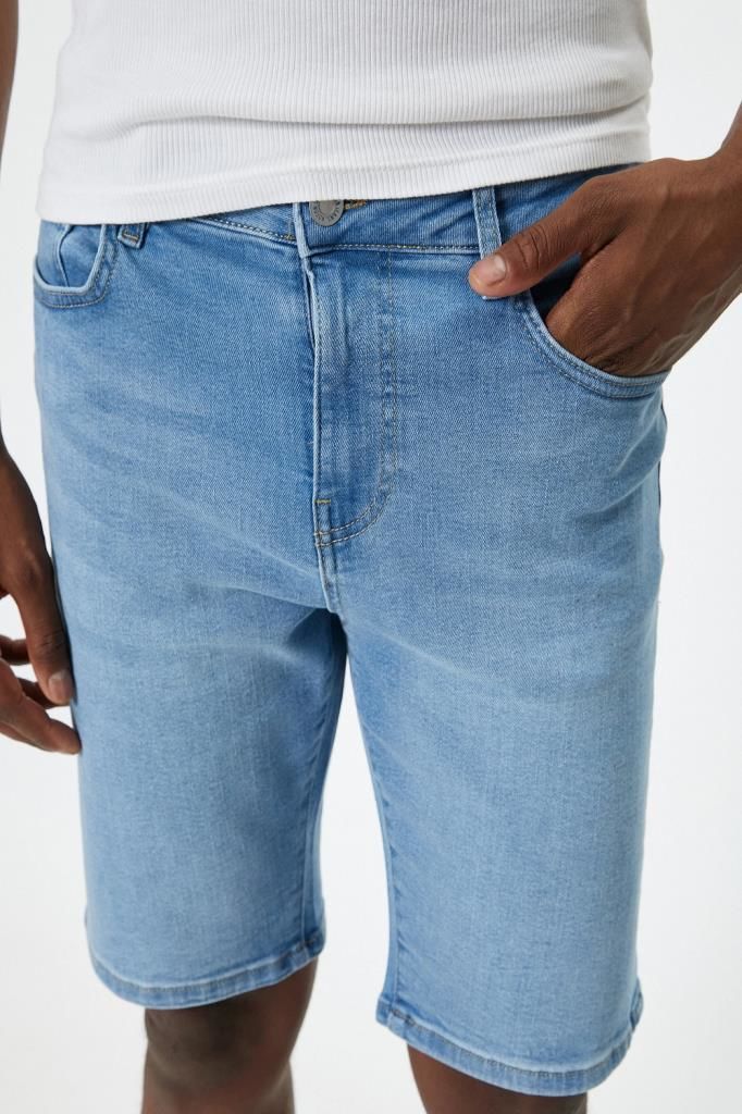 Koton Kot Şort Bermuda Slim Fit Düğmeli Cep Detaylı