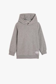 Koton Erkek Çocuk Basic Kapşonlu Sweatshirt Yumuşak Dokulu Etiket Detaylı