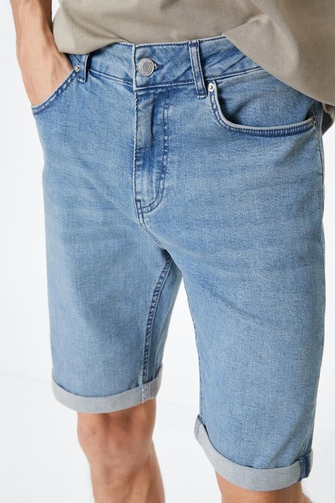 Koton Kot Şort Slim Fit Düğmeli Cepli Katlı Paça
