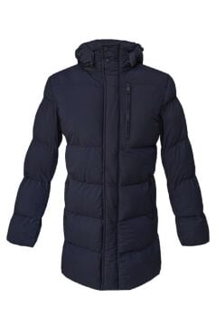 Hipatu Süvari Slim Fit Kapşonlu Lacivert Uzun Dolum Mont