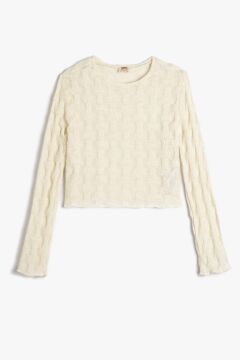 Koton Kız Çocuk Crop Sweatshırt Dokulu
