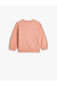 Koton Kız Bebek Sweatshirt Uzun Kollu Bisiklet Yaka Baskı Detaylı Şardonlu Pamuklu