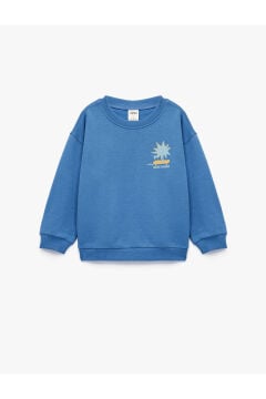 Koton Erkek Bebek Baskılı Uzun Kollu Bisiklet Yaka Pamuklu Şardonlu Sweatshirt