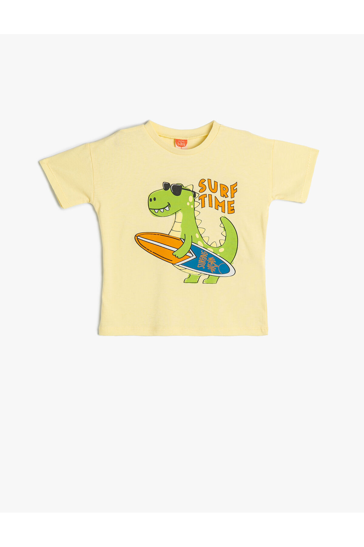 Koton Erkek Bebek Dinozorlu Tişört Kısa Kollu Bisiklet Yaka Pamuklu