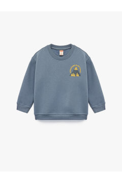 Koton Erkek Bebek Baskı Detaylı Bisiklet Yaka Uzun Kollu Şardonlu Sweatshirt