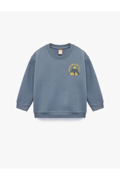 Koton Erkek Bebek Baskı Detaylı Bisiklet Yaka Uzun Kollu Şardonlu Sweatshirt