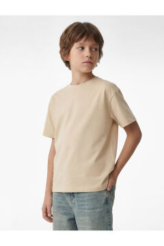 Koton Erkek Çocuk Pamuklu Kısa Kollu Bisiklet Yaka Oversize Basic Tişört