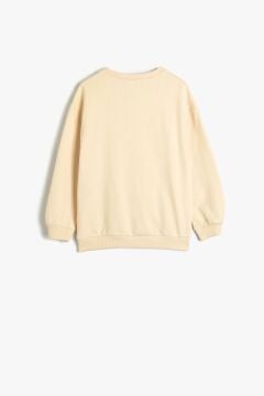 Koton Kız Bebek Dinozorlu Sweatshirt Bisiklet Yaka Uzun Kollu Şardonlu Pamuklu