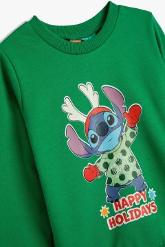 Koton Erkek Bebek Stitch Sweatshirt Yılbaşı Temalı Lisanslı Pamuklu Şardonlu