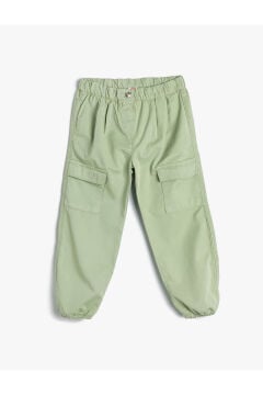 Koton Kız Bebek Paraşüt Kot Pantolon Pamuklu Beli Lastikli Cepli - Parachute Jean
