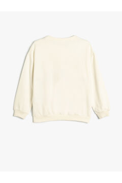 Koton Kız Çocuk Kapşonlu Sweatshirt Kalp Baskılı Şardonlu Pamuklu