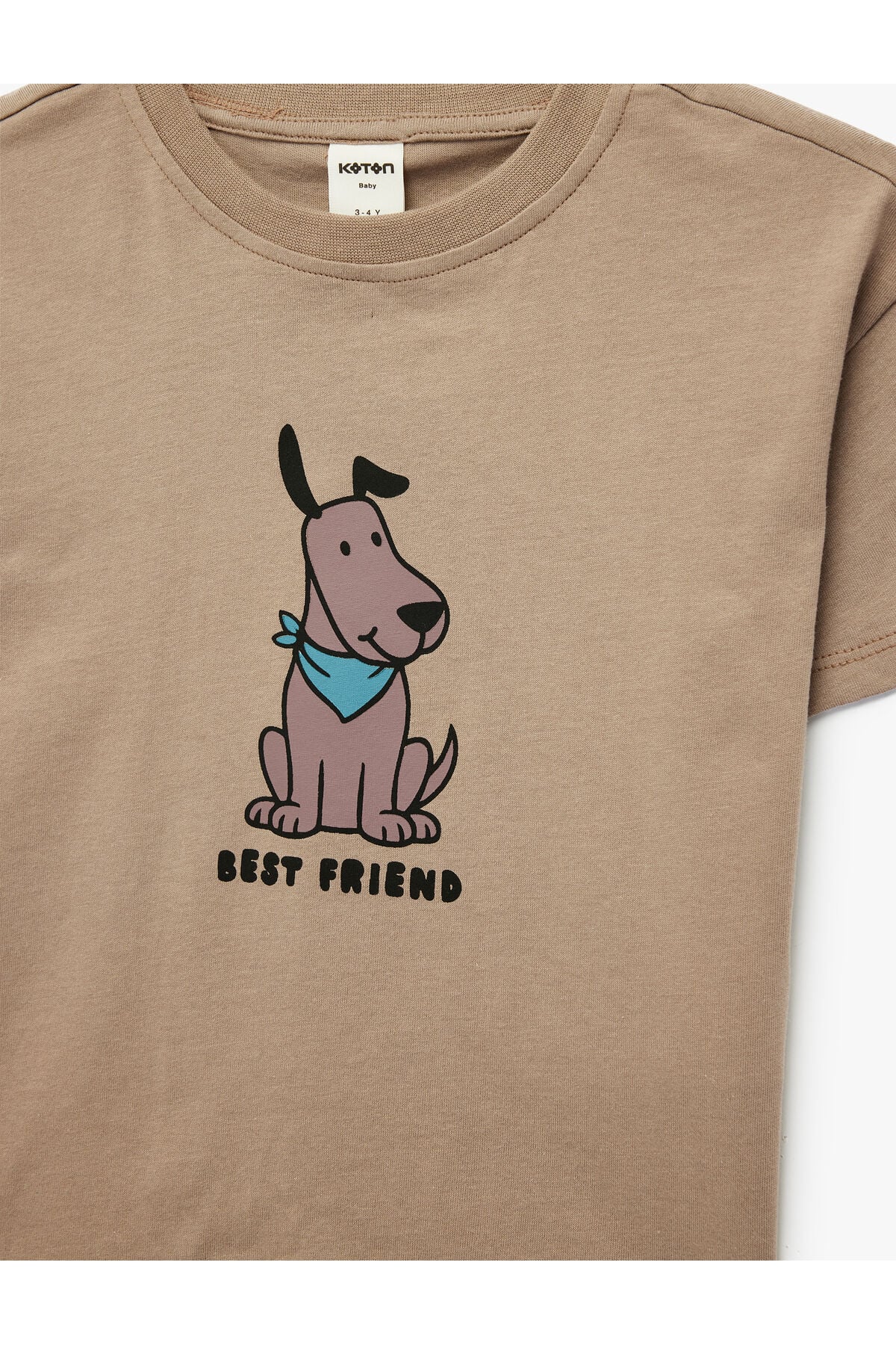 Koton Erkek Bebek Köpek Baskılı Kısa Kollu Bisiklet Yaka Pamuklu Oversize Tişört