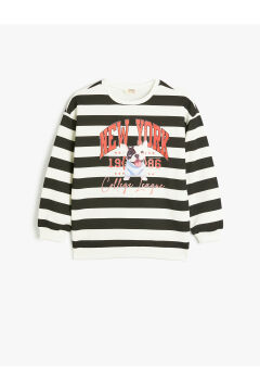 Koton Kız Çocuk Sweatshirt Köpek Baskılı Bisiklet Yaka Uzun Kollu Şardonlu