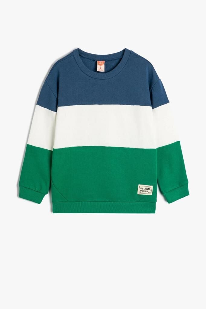 Koton Erkek Bebek Sweatshirt Uzun Kollu Renk Bloklu Pamuklu