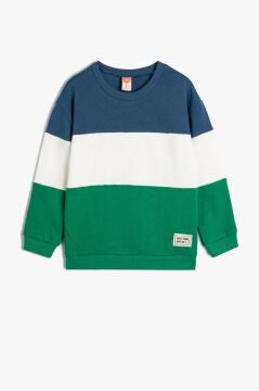 Koton Erkek Bebek Sweatshirt Uzun Kollu Renk Bloklu Pamuklu