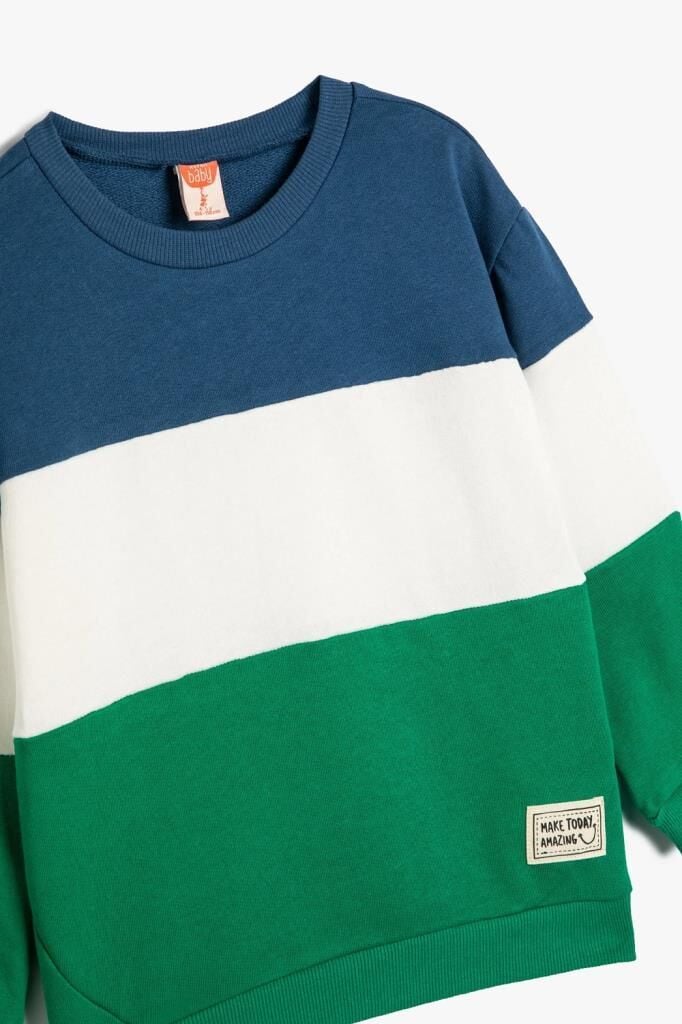Koton Erkek Bebek Sweatshirt Uzun Kollu Renk Bloklu Pamuklu