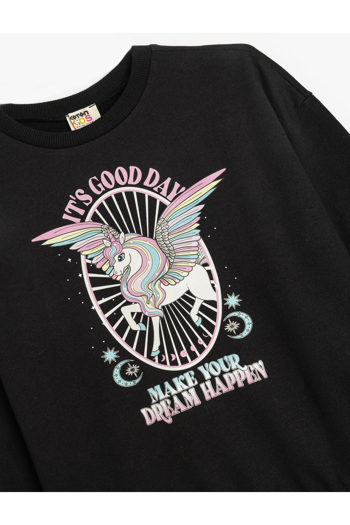 Koton Kız Çocuk Sweatshirt Unicorn Baskılı Uzun Kollu Bisiklet Yaka Şardonlu