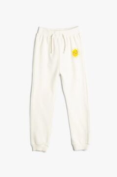 Koton Kız Bebek Basic Jogger Eşofman Altı Beli Lastikli Pamuklu Baskı Detaylı