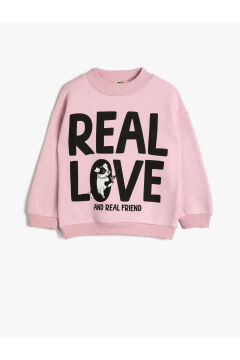 Koton Kız Çocuk Sweatshirt Slogan Baskılı Uzun Kollu Şardonlu