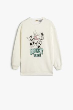 Koton Kız Çocuk Sweatshirt Looney Tunes Baskılı Lisanslı Uzun Kollu Bisiklet Yaka Şardonlu
